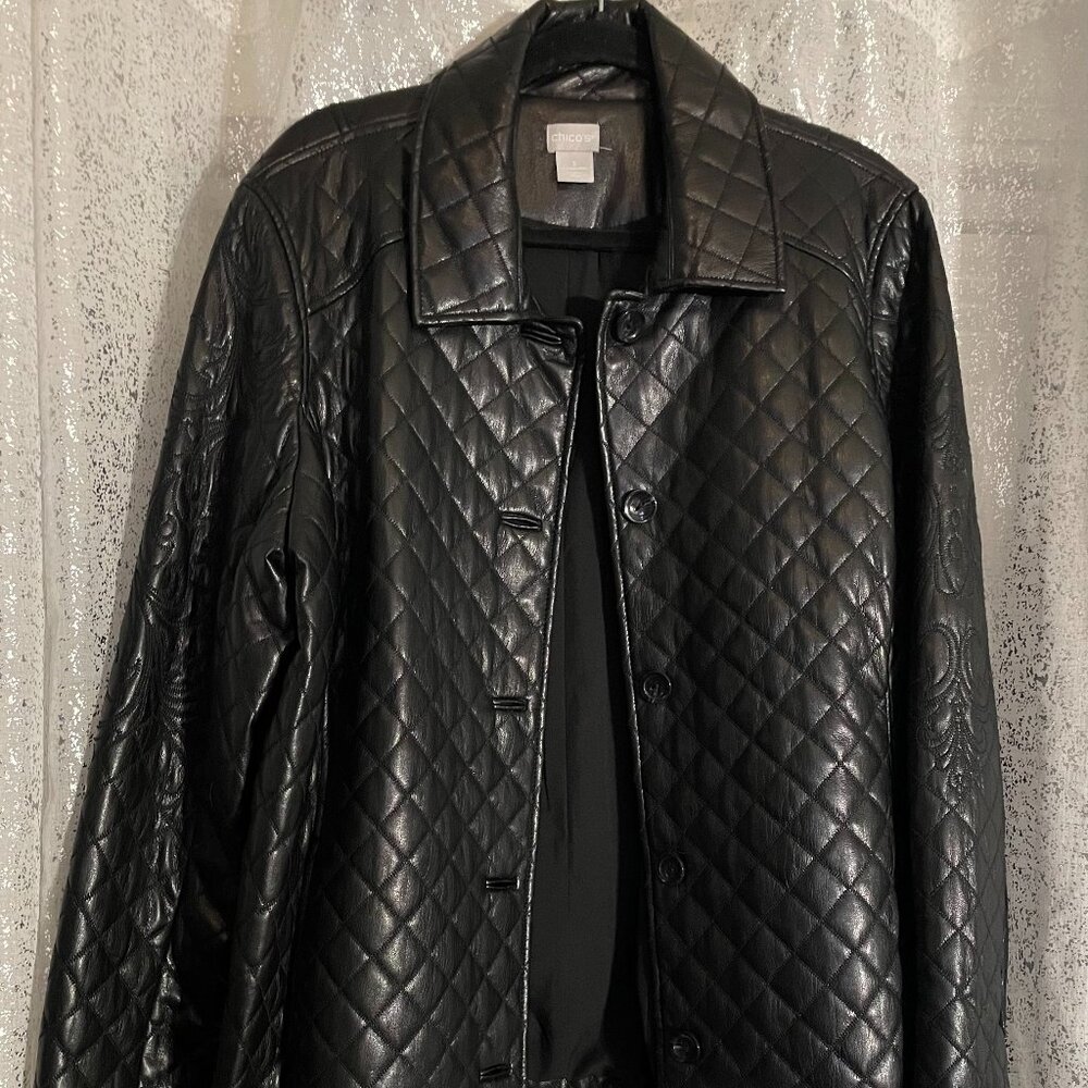 Chico’s Faux Leather Jacket Size  16/18 - XL Chico's Size 3